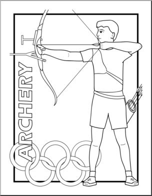 Clip Art: Summer Olympics Event Illustrations: Archery B&W