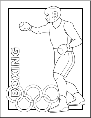 Clip Art: Summer Olympics Event Illustrations: Boxing B&W