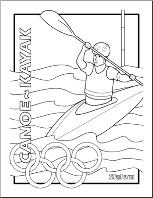 Clip Art: Summer Olympics Event Illustrations: Canoe Slalom B&W
