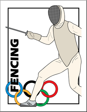 Clip Art: Summer Olympics Event Illustrations: Fencing Color