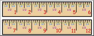 Clip Art: Ruler: 12 Inch by Eights Color