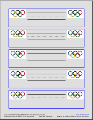 Desk Tags: Olympic Rings (3-primary lines)