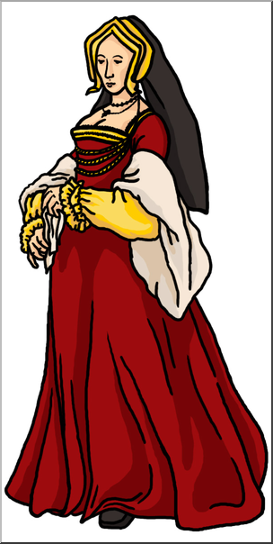 Clip Art: Medieval History: 16th Century Noblewoman Color