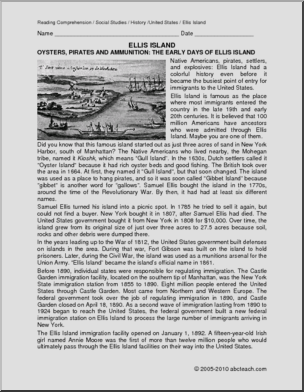 Comprehension: Ellis Island 1;The Early Days (upper el/middle)