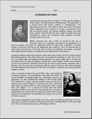 Biography: Leonardo da Vinci (elem/ upper elem)