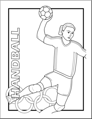 Clip Art: Summer Olympics Event Illustrations: Handball B&W