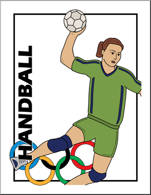 Clip Art: Summer Olympics Event Illustrations: Handball Color