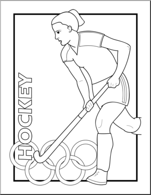 Clip Art: Summer Olympics Event Illustrations: Hockey B&W