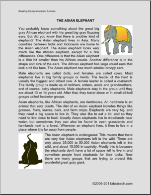 Comprehension: Asian Elephant (elem)