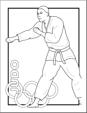 Clip Art: Summer Olympics Event Illustrations: Judo B&W