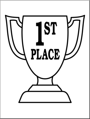 Clip Art: Trophy: First Place B&W