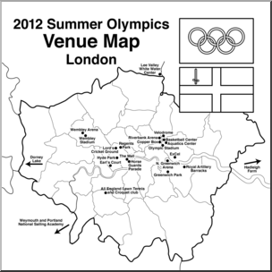 Clip Art: 2012 Summer Olympics Venues Map 1 B&W