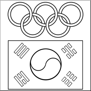 PyeongChang Winter Olympics Icon B&W ClipArt