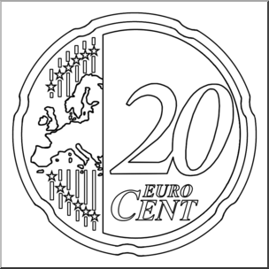 Clip Art: Euro 20 Cent B&W