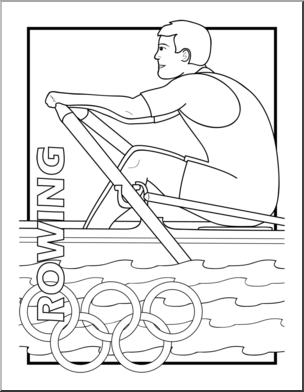 Clip Art: Summer Olympics Event Illustrations: Rowing B&W