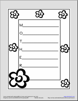 Shapebook: Writing Paper – Mother’s Day Acrostic