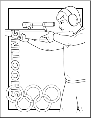 Clip Art: Summer Olympics Event Illustrations: Shooting B&W