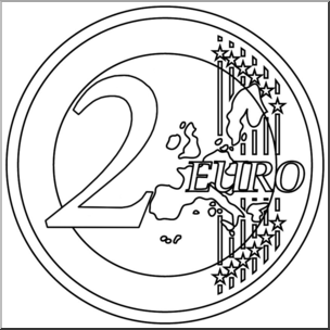 Clip Art: Euro: 2 Euro B&W