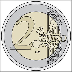 Clip Art: Euro: 2 Euro Color