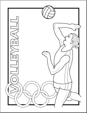 Clip Art: Summer Olympics Event Illustrations: Volleyball B&W