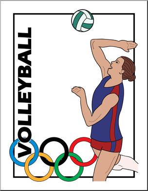 Clip Art: Summer Olympics Event Illustrations: Volleyball Color