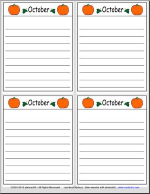 Note Pad: October Pumpkins with Stationary Lines