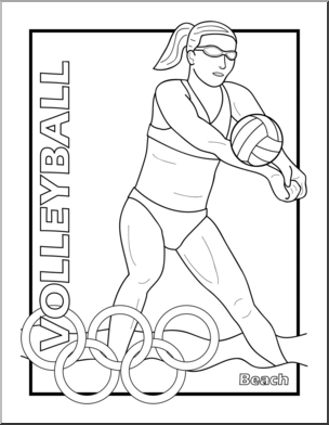 Clip Art: Summer Olympics Event Illustrations: Beach Volleyball B&W