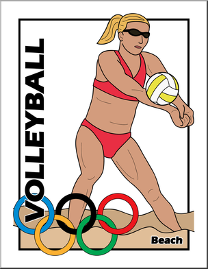 Clip Art: Summer Olympics Event Illustrations: Beach Volleyball Color