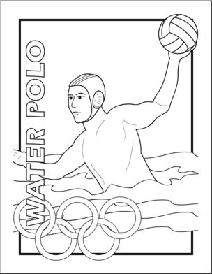 Clip Art: Summer Olympics Event Illustrations: Water Polo B&W