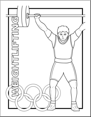 Clip Art: Summer Olympics Event Illustrations: Weightlifting B&W