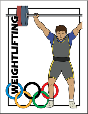Clip Art: Summer Olympics Event Illustrations: Weightlifting Color