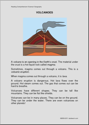 Comprehension: Volcanoes (primary/elem)
