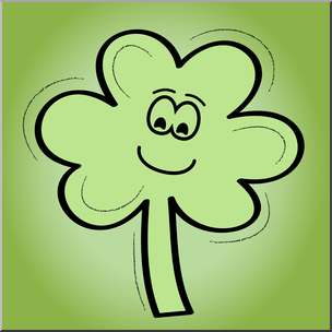 Clip Art: Three Leaf Clover Smiley Color 1
