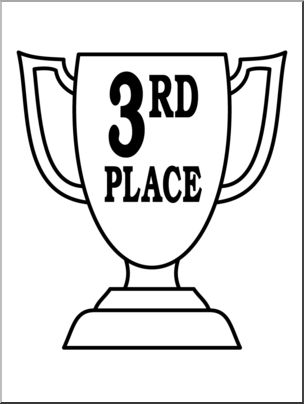 Clip Art: Trophy: Third Place B&W