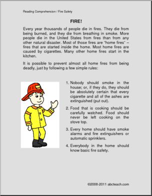 Comprehension: Fire Safety (elem)