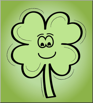 Clip Art: Four Leaf Clover Smiley Color 1