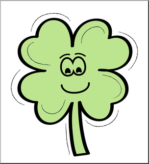 Clip Art: Four Leaf Clover Smiley Color 2