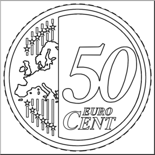 Clip Art: Euro 50 Cent B&W