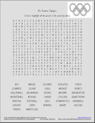 Word Search: 2016 Summer Olympics
