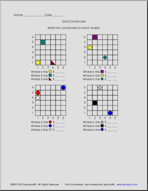 Grid Coordinates 4 – Shapes 6×6 Math