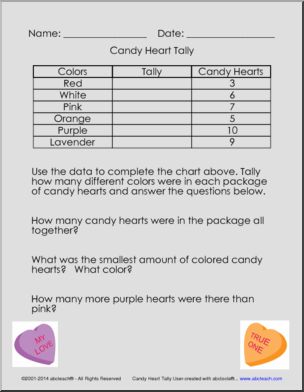 Tally Chart: Valentine’s Day – Candy Hearts