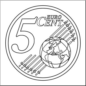 Clip Art: Euro 5 Cent B&W