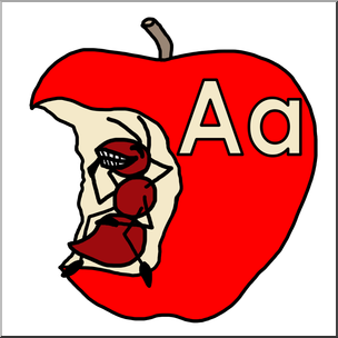 Clip Art: Alphabet Animals: A – Ant Ate an Apple Color
