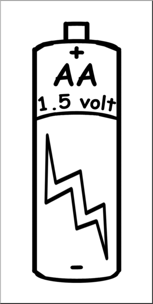 Clip Art: Electricity: AA Battery B&W