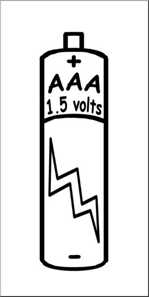 Clip Art: Electricity: AAA Battery B&W