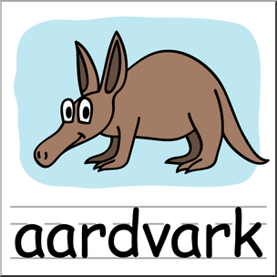 Clip Art: Basic Words: Aardvark Color Labeled