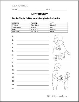Mother’s Day (elem) ABC Order