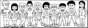 Clip Art: Kids Go Green B&W