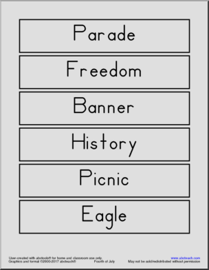 Holiday: Fourth of July – vocabulary puzzles