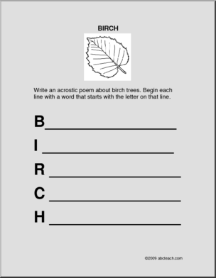 Tree – Birch Acrostic Form